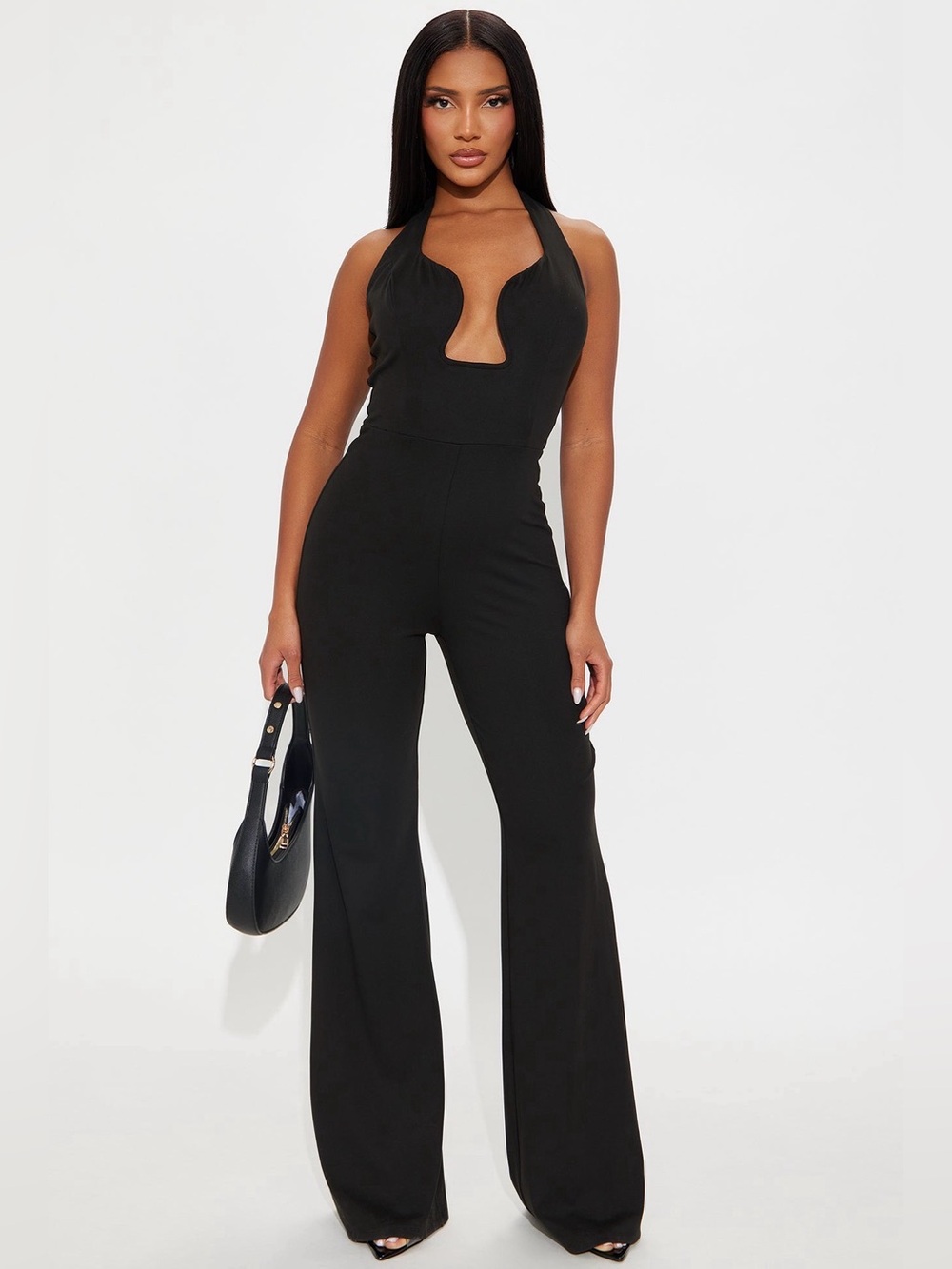Fashion Nova Feel My Vibe Black Halter Cutout Jumpsuit XL